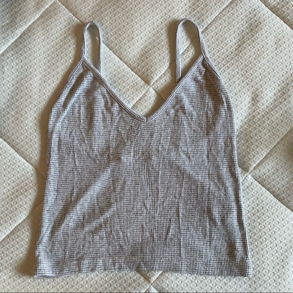 BRANDY MELVILLE GREY WHITE STRIPED TANK